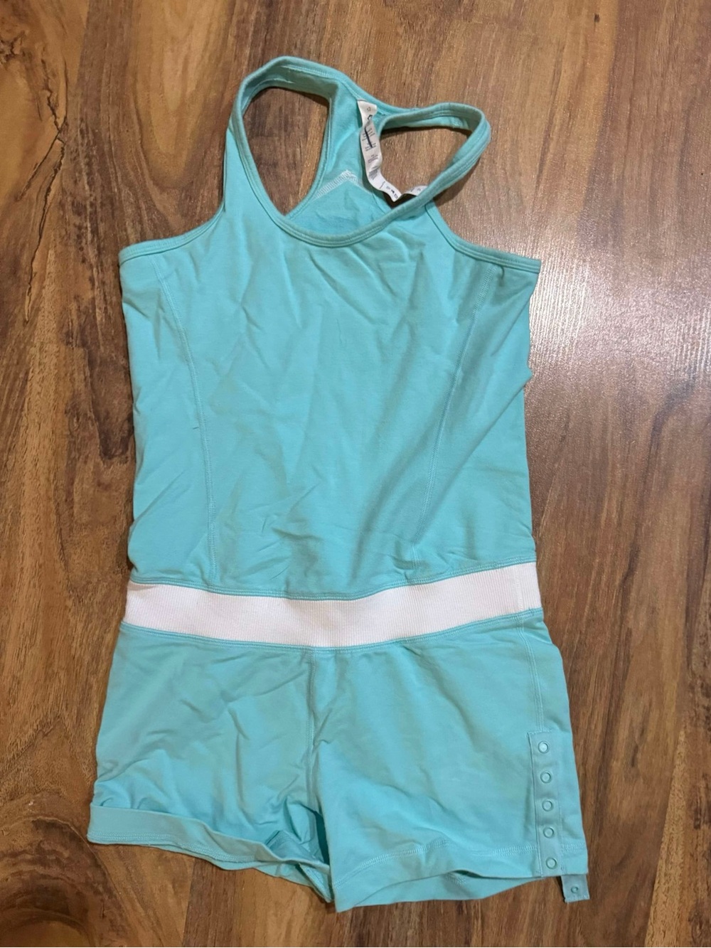 Ivivva Girls Size 12 Teal Tank Romper with White Waistband -$25